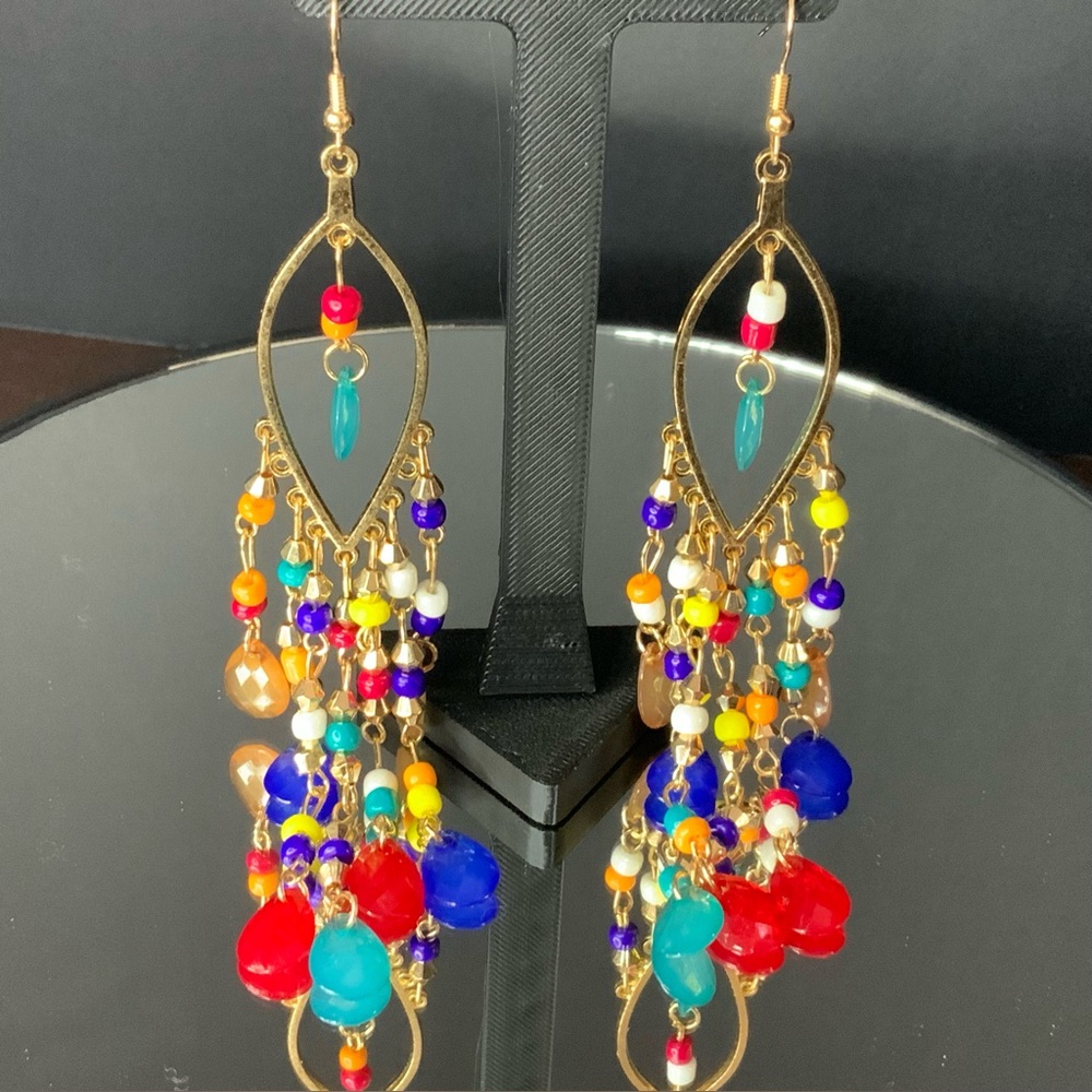 Pretty Hobo Colorful Beaded Dangle Earrings.